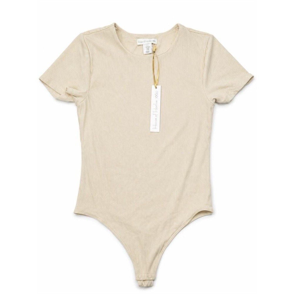 House of Harlow 1960 x Revolve Cream Short-Sleeve Ribbed Bodysuit